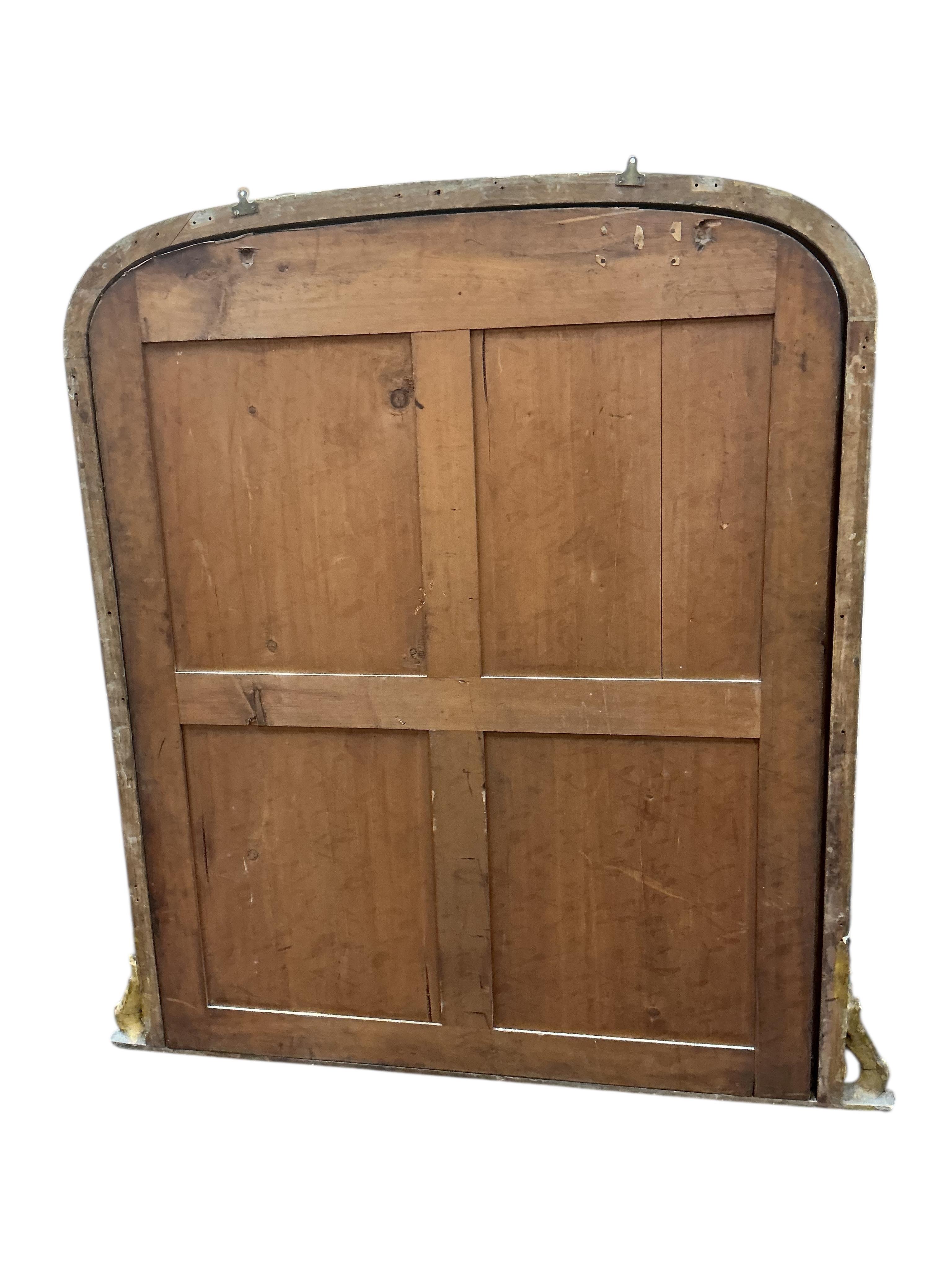 A Victorian giltwood and composition overmantel mirror, width 135cm, height 154cm